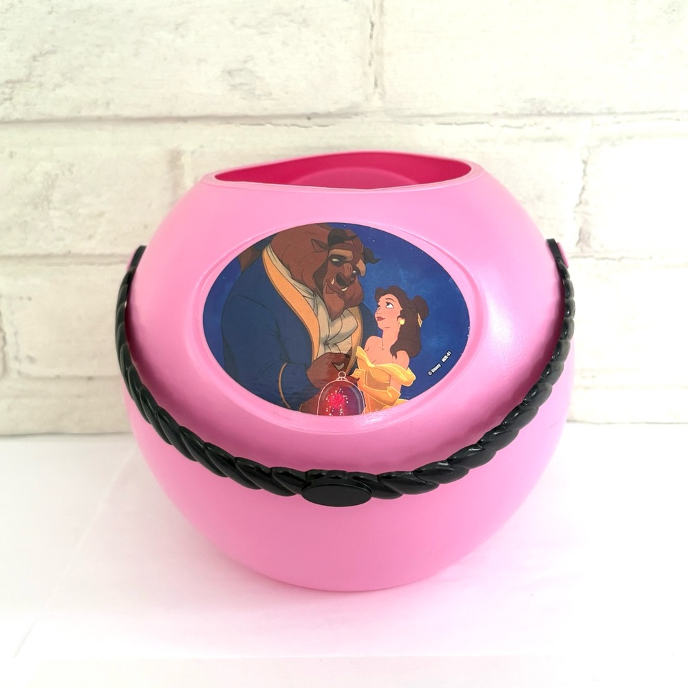Pink Beauty and the Beast Popcorn Bucket Halloween Trick or Treat Vintage